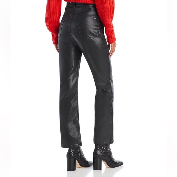 Rag & Bone Casey Coated High Rise Ankle Flare Black Jeans Size 30 Indie Sleaze - Picture 6 of 16